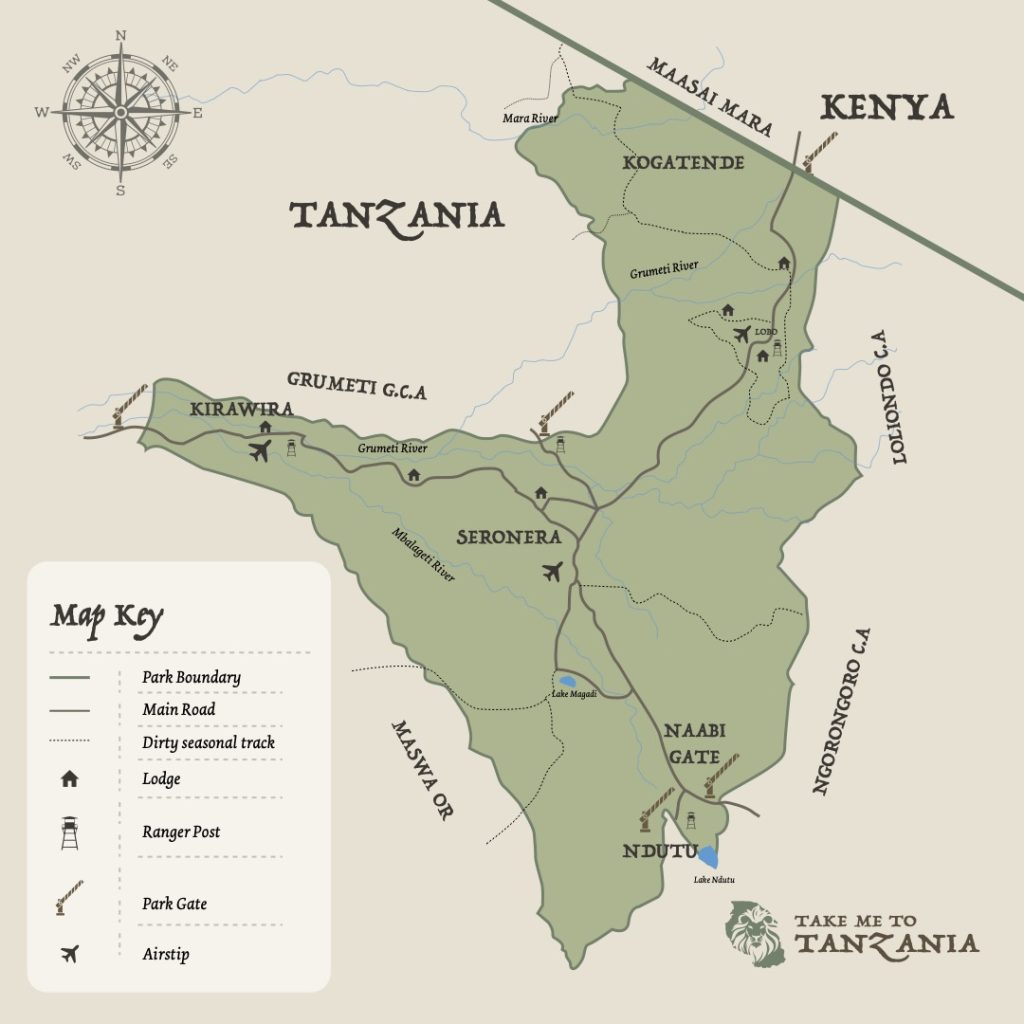 A map of Serengeti National Park